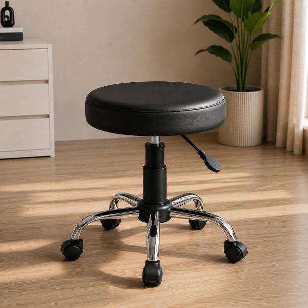 SKYE Octus Round Height Adjustment, Cushioned Seat, 360° Swivel Leatherette Bar Stool