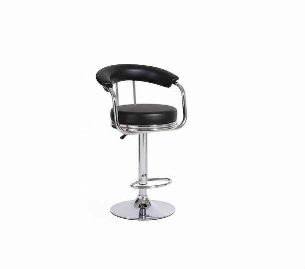 MAESTRO Black Leatherette Bar Stool Chair For Kitchen Café Store bar counter restaurant Natural Fiber Bar Stool