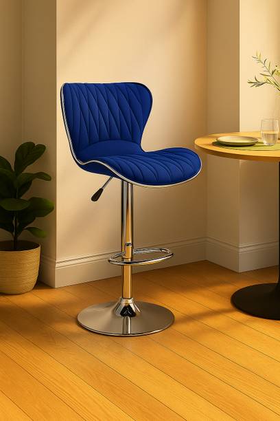 Oakcraft Cushion Upholstery with back, Airlift Adjustable Swivel Solid wood Leatherette Bar Stool