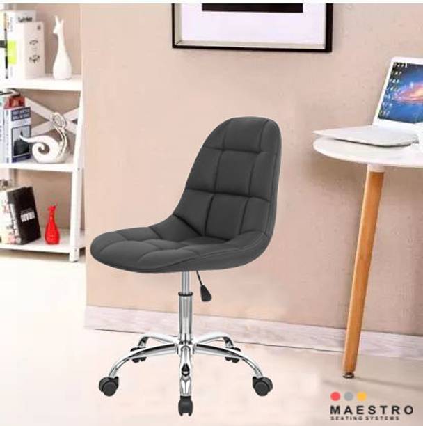MAESTRO Black bar stool chair with Seat cushion Adjustable Height Chrome Base Chair Leatherette Bar Chair