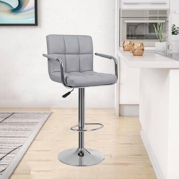 MAESTRO Modern Revolving Swivel Bar stool Height Adjustable Kitchen Café (Grey) Leatherette Bar Stool