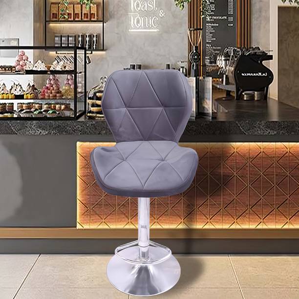 DPI Velvet Finish Adjustable Height & Revolving | Kitchen Chair with Footrest Metal Bar Stool