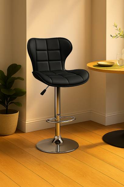Oakcraft Cushion Upholstery with back Support, Airlift Adjustable Swivel Solid wood Leatherette Bar Stool