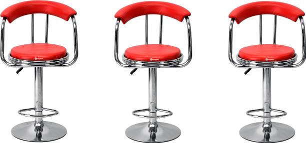 KITHANIA Bar Stool Home Kitchen Chair (Set of 3) | Heavy Duty Joint Free Base Leatherette Bar Stool