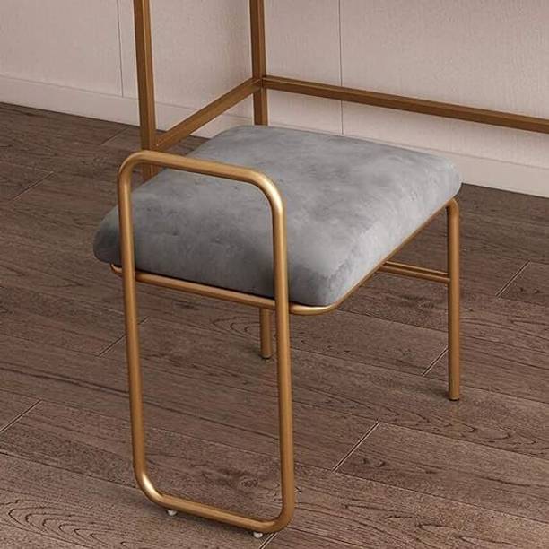Indian Decor 46669 Chair Vanity Stool Square Upholstered Chair Seat Footstool Metal Bar Chair