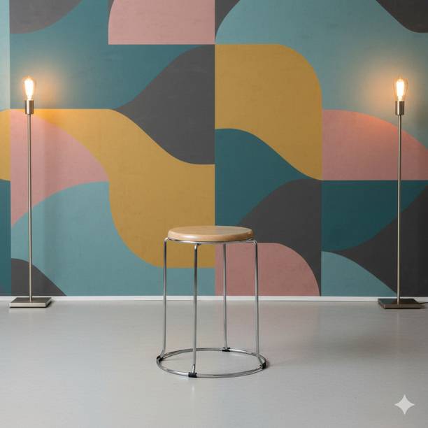 TheGoodLuck Boutique Changing Room Stool – Compact Round Seat Solid Wood Bar Stool