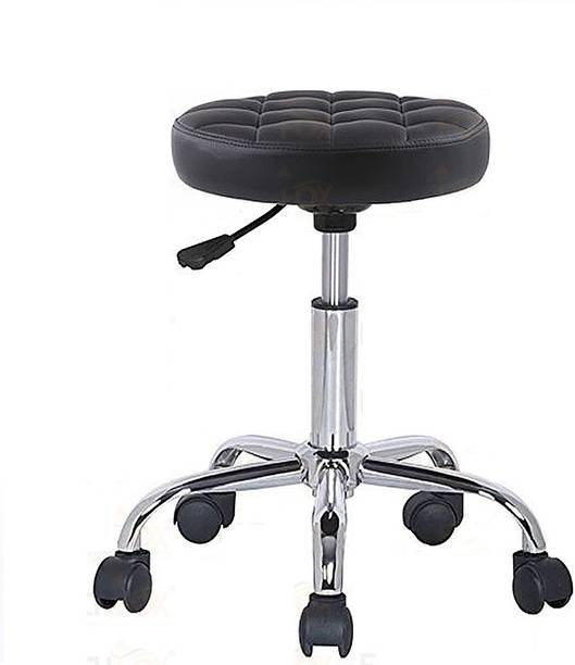 Deal Dhamaal Height Adjustable Black Rolling Stools With Wheels In Black Color Leatherette Bar Stool