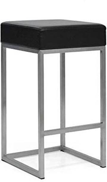 Indian Decor 31931 Stainless Steel Bar Stool with Black Cushion/Breakfast Stool Engineered Wood Bar Stool