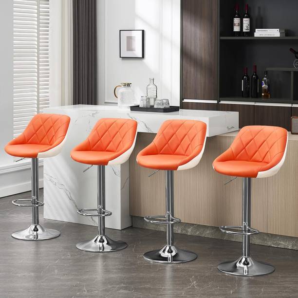 Adiko Set of 4 Bar Stools and chair leatherette Height Adjustable Swivel Leatherette Bar Stool