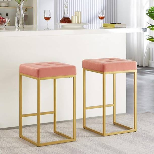furely Contemporary Height Barstool with Tufted Velvet Seat For Kitchen & Dining Table Metal Bar Stool
