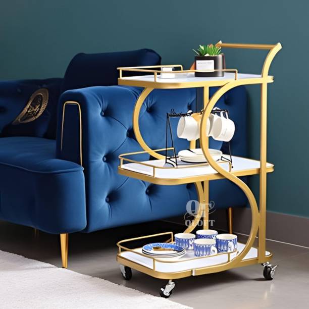 Artisan vibes Coffee Table Bar Trolley Kitchen Trolley Serving Trolley with Lockable Wheels Engineered Wood Bar Trolley