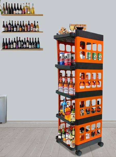 KOnline B_5_TIER-BAR_JALLI-TROLLEY-ORANGE Plastic Bar Trolley