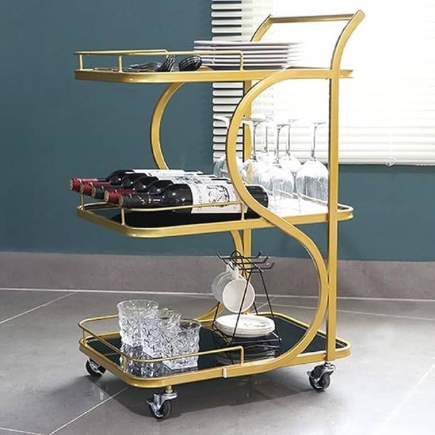Artisan vibes ClassicHost Bar & Kitchen Trolley TrendyHost Utility Rack Series Engineered Wood Bar Trolley
