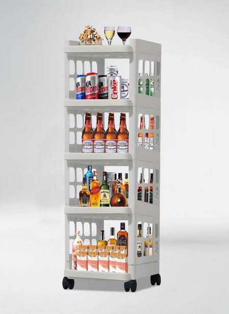 KOnline B_5L_BAR_JAALI TROLLEY_WHITE Plastic Bar Trolley