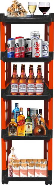 KOnline C_5_TIER-BAR_JALLI-TROLLEY-ORANGE Plastic Bar Trolley