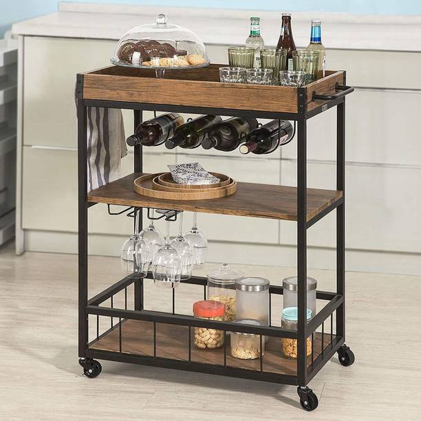 PRITI Engineered Wood Bar Trolley