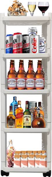 Philoshop C_5L_BAR_JAALI TROLLEY_WHITE Plastic Bar Trolley