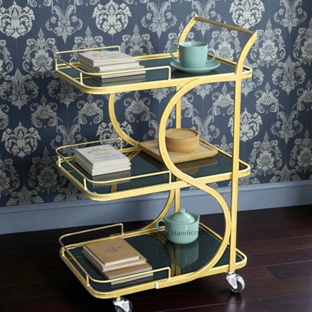 YushaHandicrafts Premium 3-Tier Serving Trolley Collection Metal Bar Trolley
