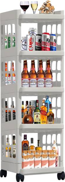 URBAN CHOICE C_5_SHELF-BAR_JALLI-TROLLEY-WHITE Plastic Bar Trolley