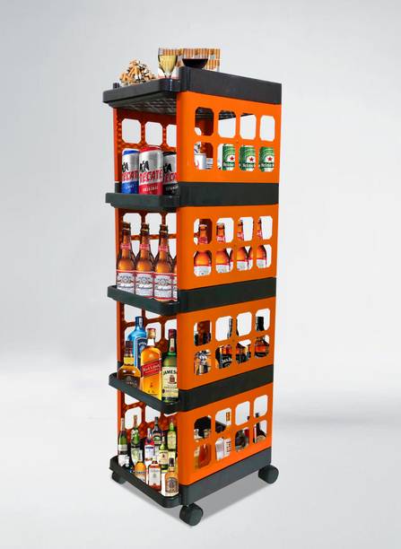 KOnline B_5L_BAR_JAALI TROLLEY_ORANGE Plastic Bar Trolley