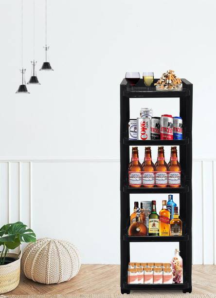 KOnline A_5L_BAR_JAALI TROLLEY_BLACK Plastic Bar Trolley