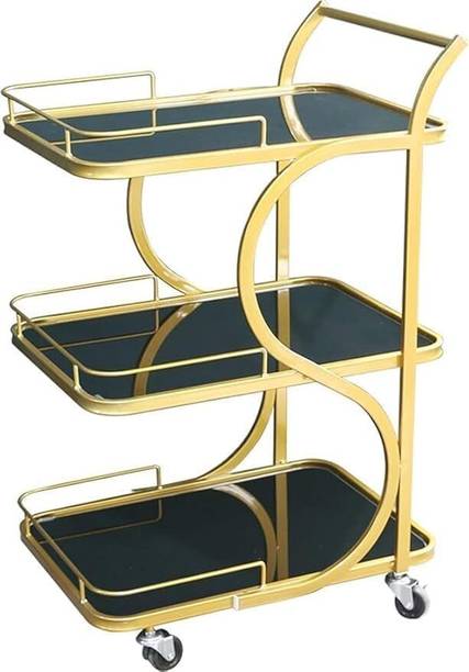 Bloomery Serving cart with Wheel Feature an Engineered Wood Marble Look Metal Bar Trolley