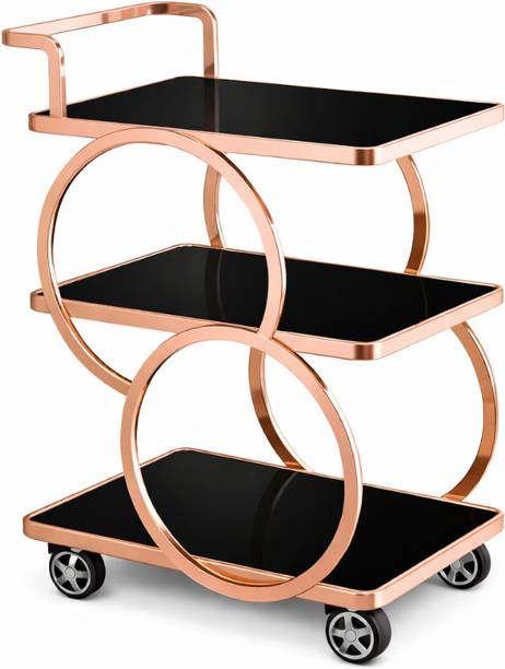 AASHIRWAAD HANDICRAFTS Glass Bar Trolley