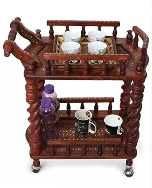 QUEEN ART HANDICRAFTS Food Serving Trolley Bar Trolley Service Trolley/Best Quality Solid Wood Bar Trolley