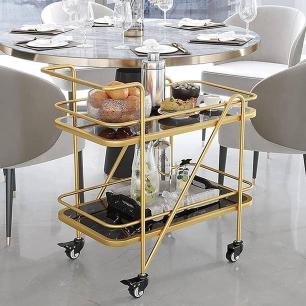 wl handicraft Bar trolly (BlackGold) Metal Bar Trolley