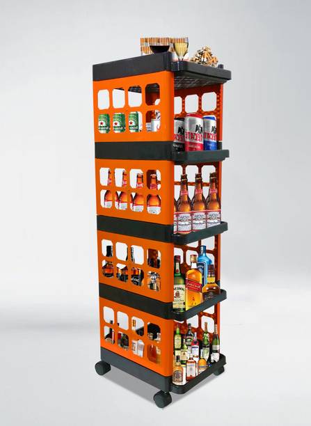 KOnline B_5_LAYER-BAR_JALLI-TROLLEY-ORANGE Plastic Bar Trolley