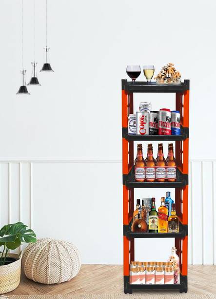 KOnline A_5L_BAR_JAALI TROLLEY_ORANGE Plastic Bar Trolley