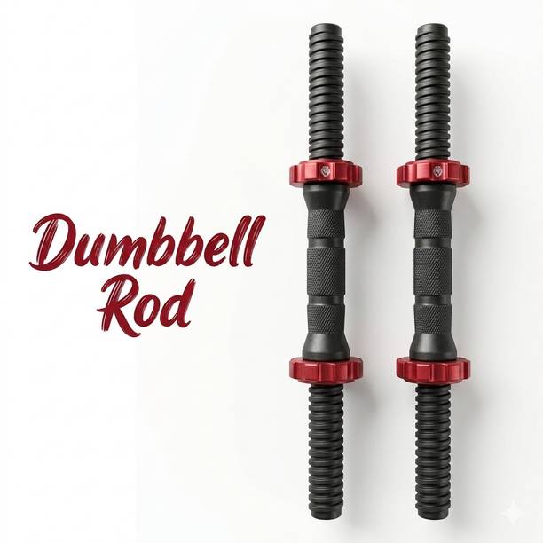lakha Dumbbell Rod With Plastic Nuts (Black, Red) Weight Lifting Bar