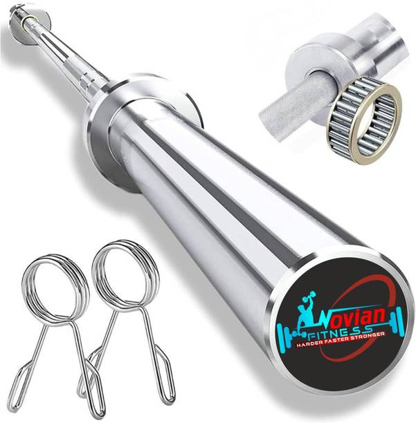 NOVIANFITNESS Olympic Barbell Rod 7.2 FEET | Heavy-Duty 2-Inch (50mm) WITH LOOK Weight Lifting Bar