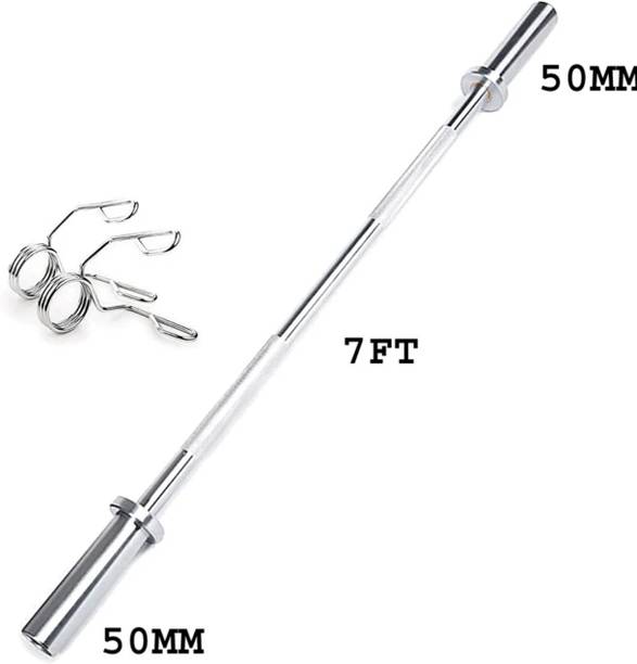 GH SPORTS 7 Feet Olympic Barbell Bearing Rod (50mm Outer Dia) Weight Lifting Bar