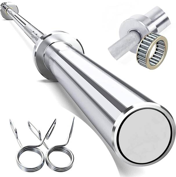 YMD 6 Feet Olympic Barbell Bearing Rod 50mm Outer Dia with Barbell Spring Collar Weight Lifting Bar
