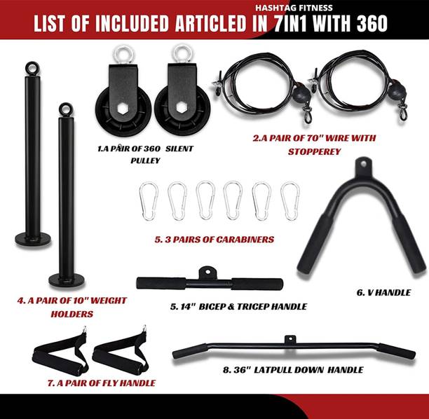 HASHTAG FITNESS dip stand Cable Pulley System latpull d...