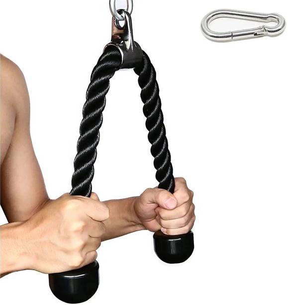 FITRXX Tricep Fitness Rope Triceps Bar (Black) with Snap Hook Triceps Bar