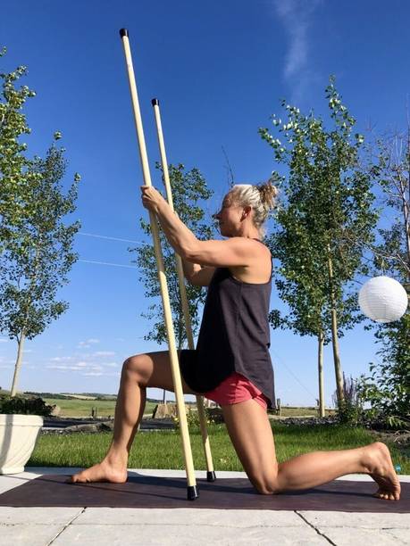 TCLPVC 5 ft yoga Bamboo Stick Fitness Rod Stretch Aid Lightweight Ergonomic Grip Chin-up Bar