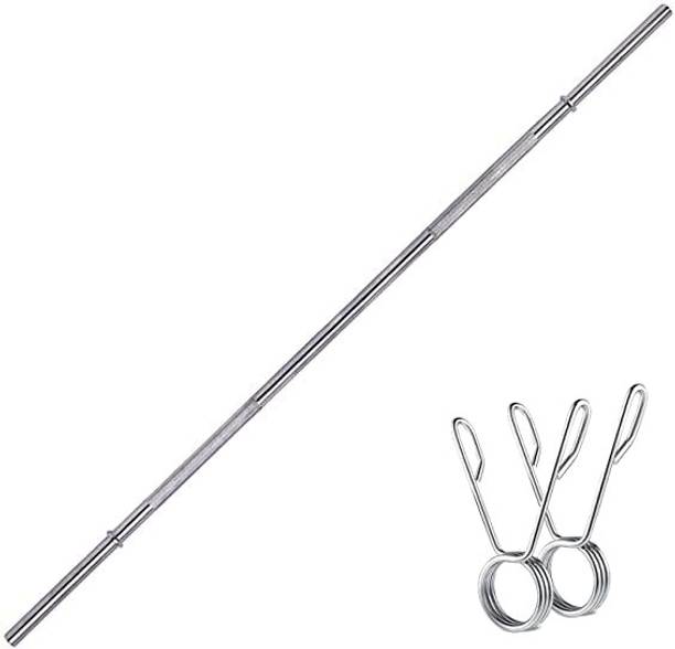 Konark 3 Feet Straight Barbell Rod 28MM Heavy Weight Lifting Training with Two Locks Weight Lifting Bar