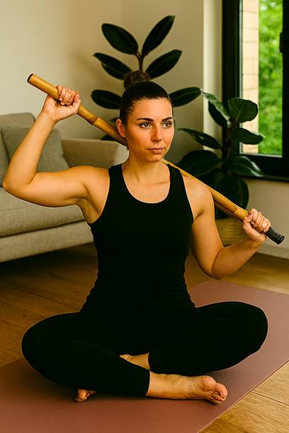 TCLPVC Full Body Exercise Fitness Rod Portable 5.5 ft yoga Bamboo Stick Aid Pilates Chin-up Bar