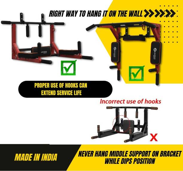HASHTAG FITNESS 3in1 multi pull up bar wall mounted dip...