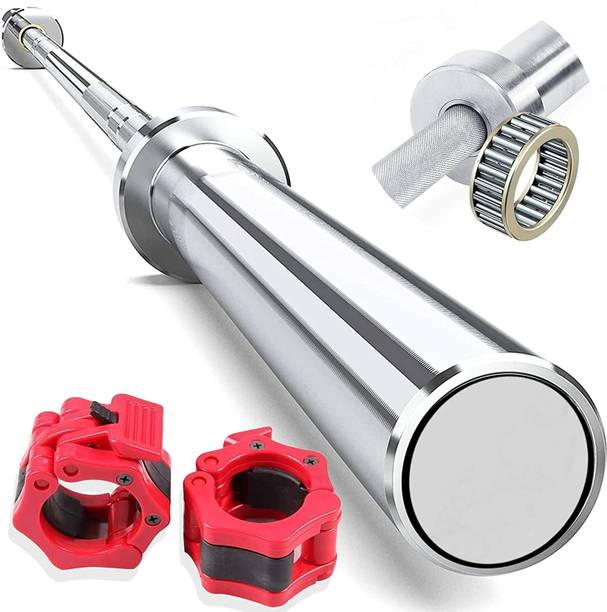 YMD 7 Feet Olympic Barbell Bearing Rod 50mm Outer Dia with Barbell Clamps Weight Lifting Bar