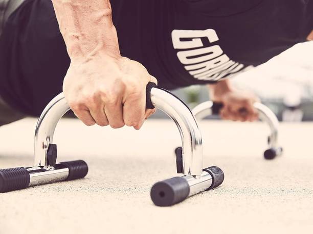 Optimus ® Steel Push Up Bar Dips Stand For Gym & Home Exercise Workout - E Push-up Bar