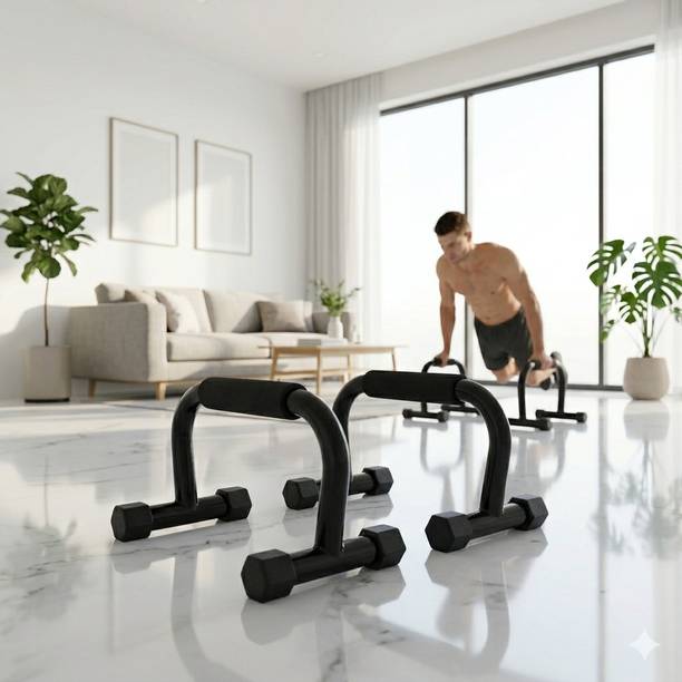 sshavika rocks SHAVIKA ROCKS Metal Push Up Bar Stand with Hand Gripper - Black Dip Station