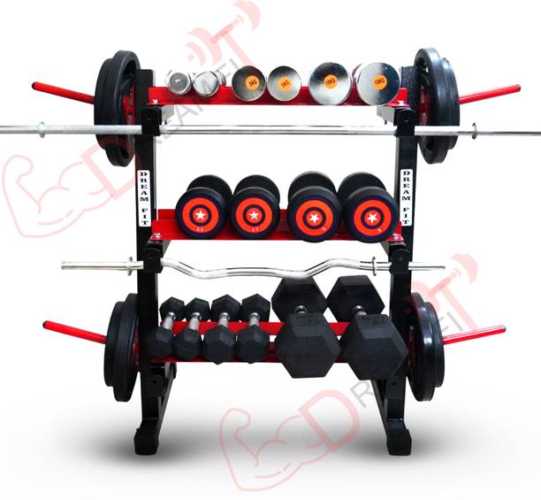 DreamFit 3in1 Storage Rack: 3-tier home gym dummbbell rack for weights,barbells&dumbbells डम्बल स्टैंड