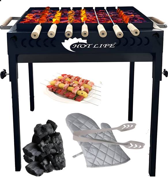 HOT LIFE SmartLookingCommercialCharcoalBarbequeGrillWith7WoodenHandleSkewers Charcoal Grill