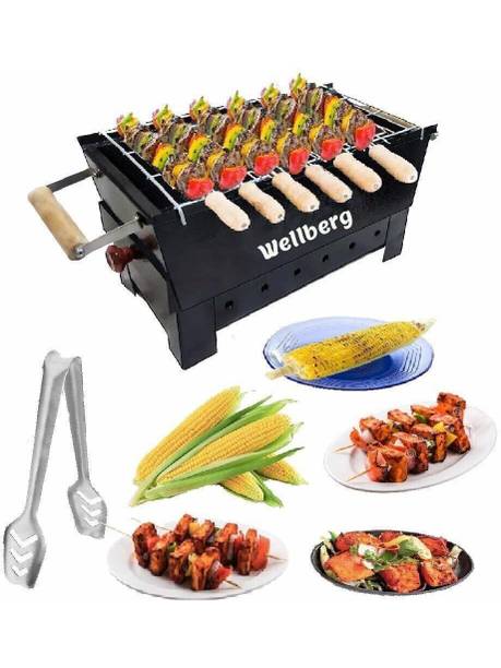 WELLBERG Charcoal Barbeque Grill with 7 Skewers Electric Tandoor