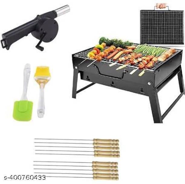 TRIGOP BarbecueTableCampingOutdoorGardenGrillBBQBlackCarbonSteel Charcoal Grill