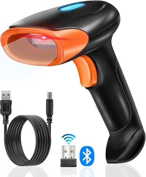 ENKART Wireless 2D & 1D (USB+2.4GHz) Barcode Scanner Induction Scanning with Built-in Illumination Light Strong ABS 2D Camera Barcode Scanner