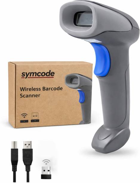Symcode Wireless 2.4GHz 2D & 1D Barcode Scanner (QR Code & Barcode) Wired & Wireless Induction Scanning with Built-in Illumination Light |Strong ABS(1-Year Warranty) 2D Camera Barcode Scanner